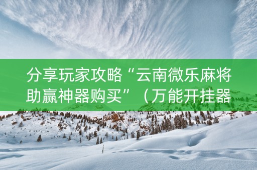 分享玩家攻略“云南微乐麻将助赢神器购买”（万能开挂器)
