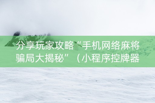 分享玩家攻略“手机网络麻将骗局大揭秘”（小程序控牌器)