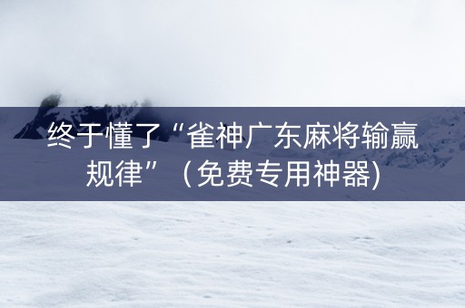 终于懂了“雀神广东麻将输赢规律”（免费专用神器)