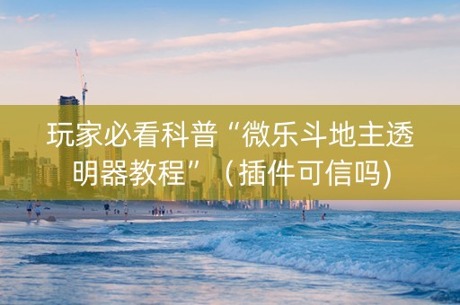 玩家必看科普“微乐斗地主透明器教程”（插件可信吗)