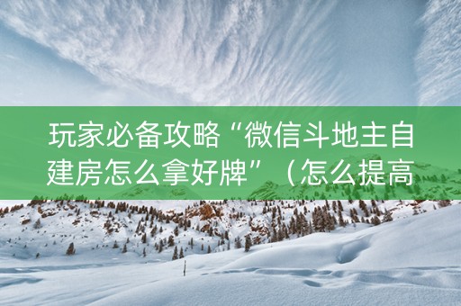 玩家必备攻略“微信斗地主自建房怎么拿好牌”（怎么提高胜率)