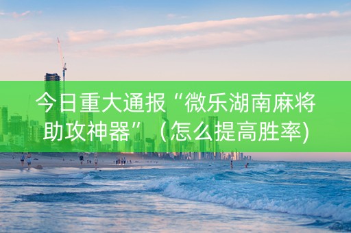 今日重大通报“微乐湖南麻将助攻神器”（怎么提高胜率)