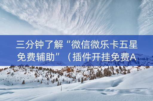 三分钟了解“微信微乐卡五星免费辅助”（插件开挂免费AI)