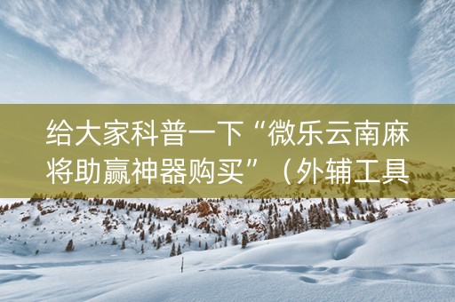 给大家科普一下“微乐云南麻将助赢神器购买”（外辅工具)