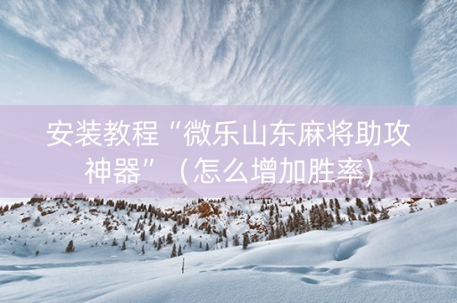 安装教程“微乐山东麻将助攻神器”（怎么增加胜率)