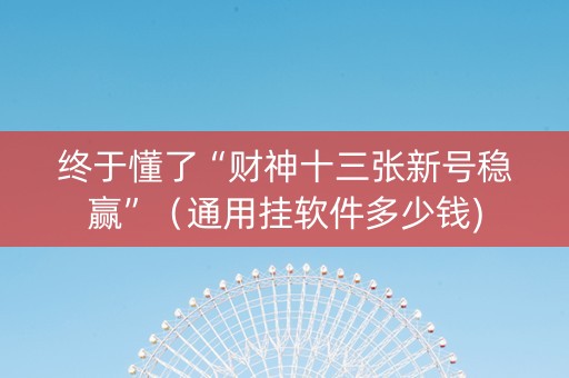 终于懂了“财神十三张新号稳赢”（通用挂软件多少钱)