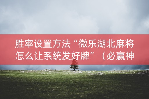 胜率设置方法“微乐湖北麻将怎么让系统发好牌”（必赢神器免费安装)