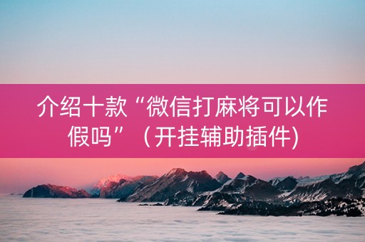 介绍十款“微信打麻将可以作假吗”（开挂辅助插件)