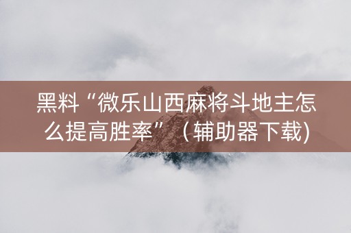 黑料“微乐山西麻将斗地主怎么提高胜率”（辅助器下载)
