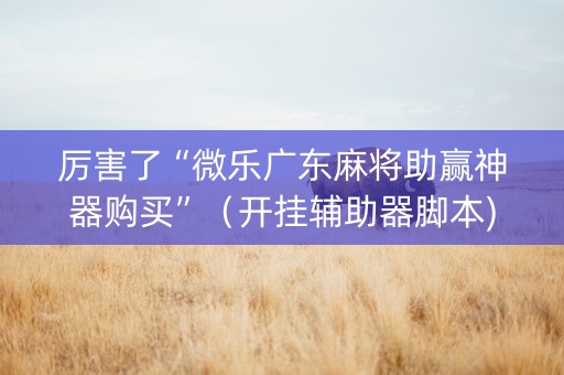 厉害了“微乐广东麻将助赢神器购买”（开挂辅助器脚本)