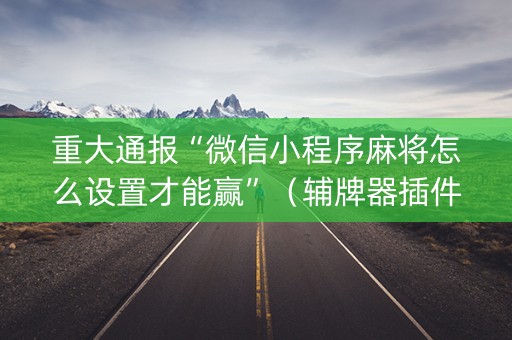 重大通报“微信小程序麻将怎么设置才能赢”（辅牌器插件购买)