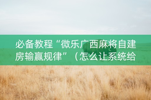 必备教程“微乐广西麻将自建房输赢规律”（怎么让系统给自己好牌)