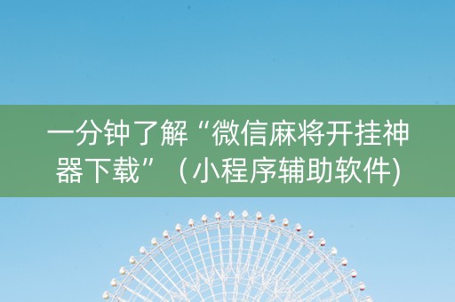 一分钟了解“微信麻将开挂神器下载”（小程序辅助软件)