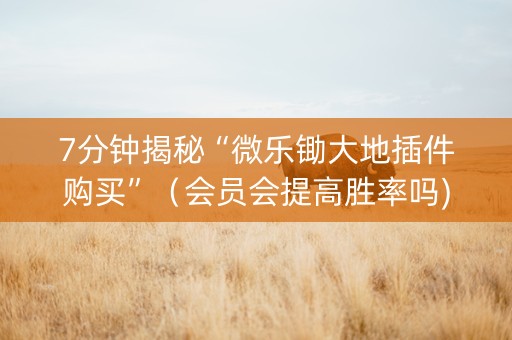 7分钟揭秘“微乐锄大地插件购买”（会员会提高胜率吗)