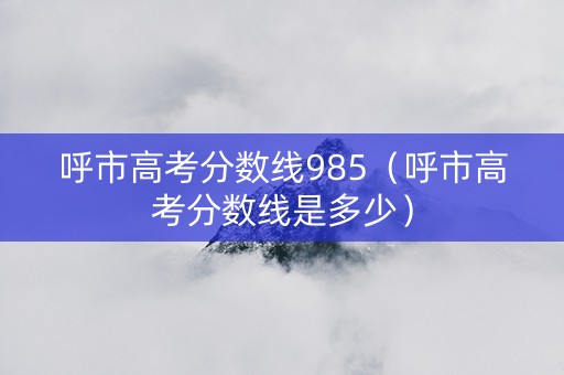 呼市高考分数线985（呼市高考分数线是多少）