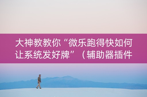 大神教教你“微乐跑得快如何让系统发好牌”（辅助器插件)