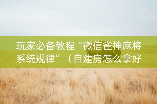 玩家必备教程“微信雀神麻将系统规律”（自建房怎么拿好牌)