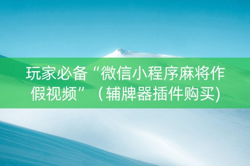 玩家必备“微信小程序麻将作假视频”（辅牌器插件购买)
