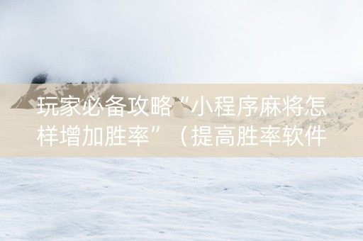 玩家必备攻略“小程序麻将怎样增加胜率”（提高胜率软件)