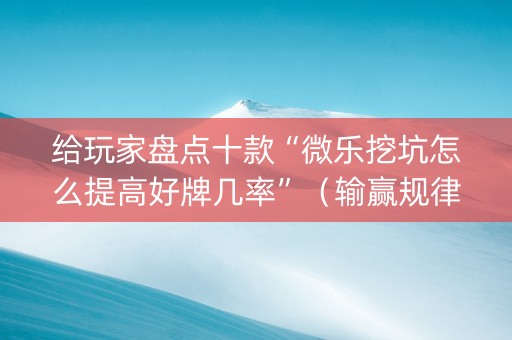 给玩家盘点十款“微乐挖坑怎么提高好牌几率”（输赢规律)