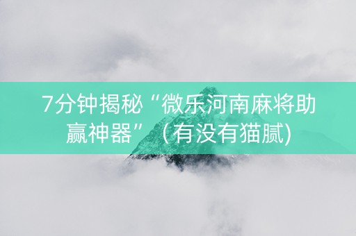 7分钟揭秘“微乐河南麻将助赢神器”（有没有猫腻)