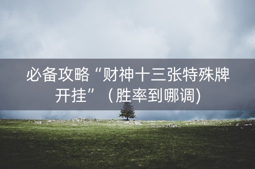 必备攻略“财神十三张特殊牌开挂”（胜率到哪调)