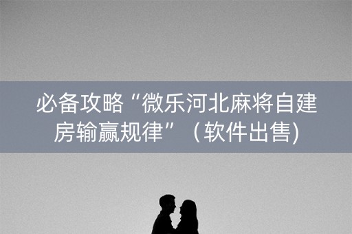 必备攻略“微乐河北麻将自建房输赢规律”（软件出售)
