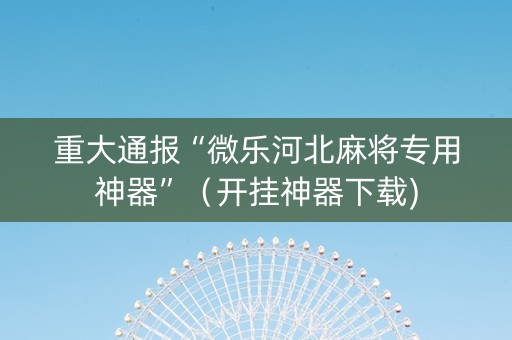 重大通报“微乐河北麻将专用神器”（开挂神器下载)
