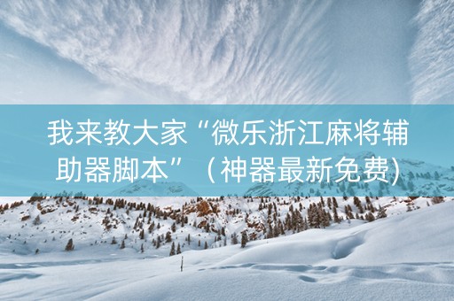 我来教大家“微乐浙江麻将辅助器脚本”（神器最新免费)
