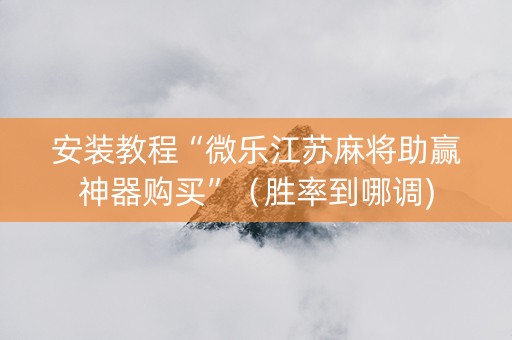 安装教程“微乐江苏麻将助赢神器购买”（胜率到哪调)