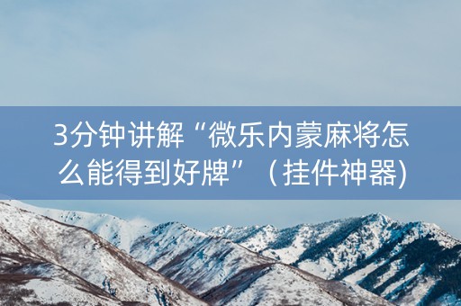 3分钟讲解“微乐内蒙麻将怎么能得到好牌”（挂件神器)