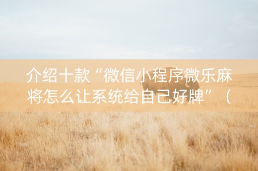 介绍十款“微信小程序微乐麻将怎么让系统给自己好牌”（怎么能得到好牌)
