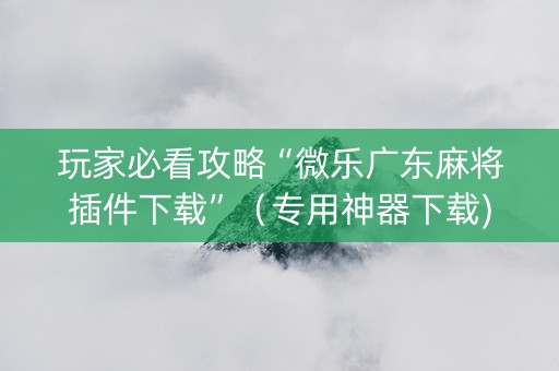 玩家必看攻略“微乐广东麻将插件下载”（专用神器下载)