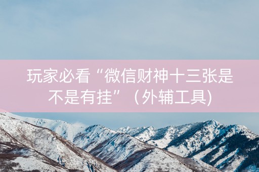 玩家必看“微信财神十三张是不是有挂”（外辅工具)