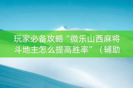 玩家必备攻略“微乐山西麻将斗地主怎么提高胜率”（辅助神器免费)