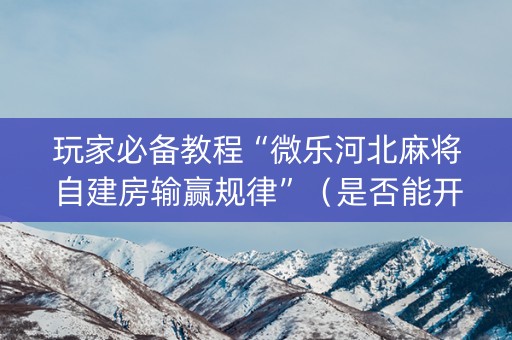 玩家必备教程“微乐河北麻将自建房输赢规律”（是否能开挂)