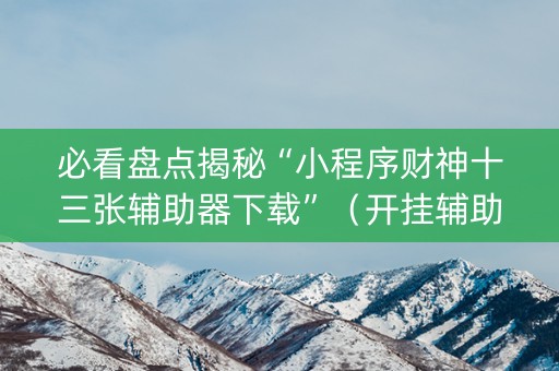 必看盘点揭秘“小程序财神十三张辅助器下载”（开挂辅助脚本)
