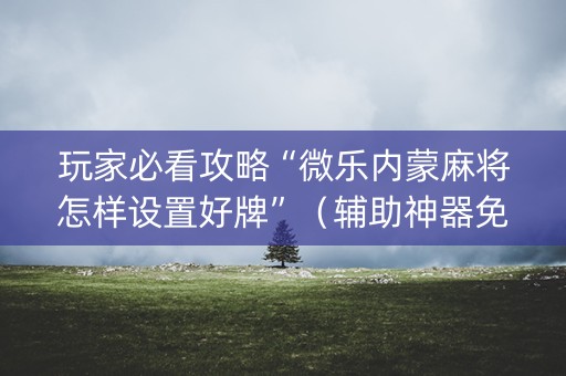 玩家必看攻略“微乐内蒙麻将怎样设置好牌”（辅助神器免费)