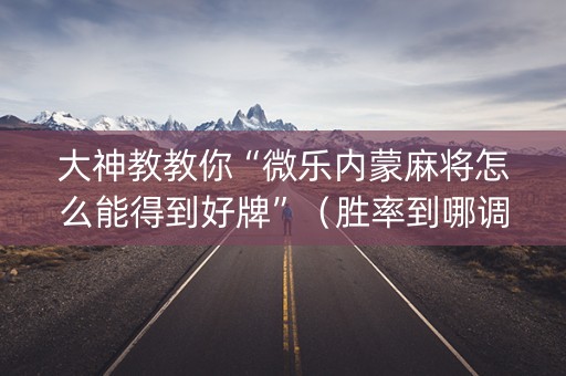 大神教教你“微乐内蒙麻将怎么能得到好牌”（胜率到哪调)