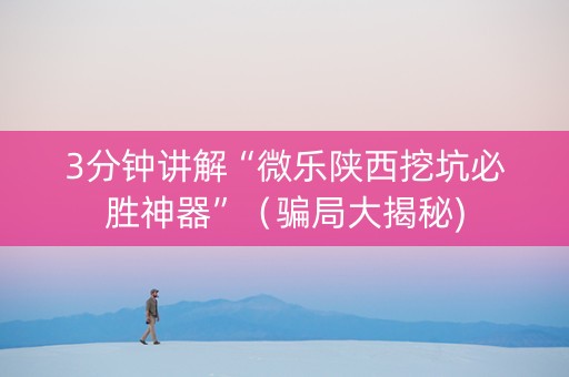 3分钟讲解“微乐陕西挖坑必胜神器”（骗局大揭秘)