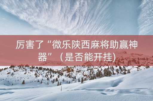 厉害了“微乐陕西麻将助赢神器”（是否能开挂)