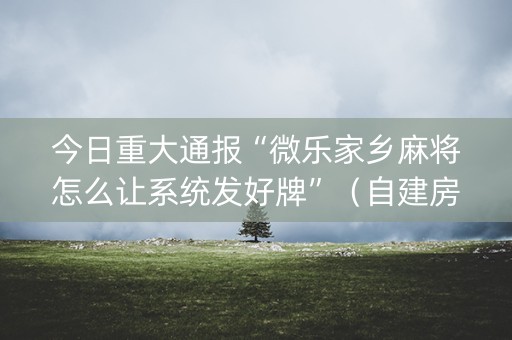 今日重大通报“微乐家乡麻将怎么让系统发好牌”（自建房胜负规律)