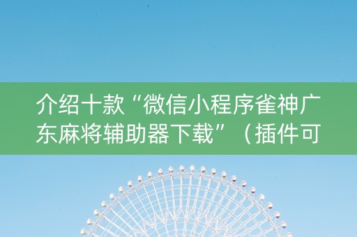 介绍十款“微信小程序雀神广东麻将辅助器下载”（插件可信吗)