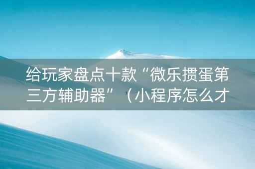 给玩家盘点十款“微乐掼蛋第三方辅助器”（小程序怎么才会赢)