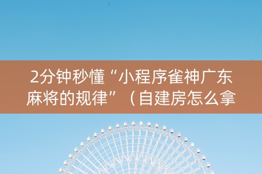 2分钟秒懂“小程序雀神广东麻将的规律”（自建房怎么拿好牌)
