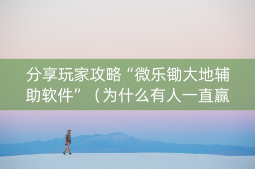 分享玩家攻略“微乐锄大地辅助软件”（为什么有人一直赢)