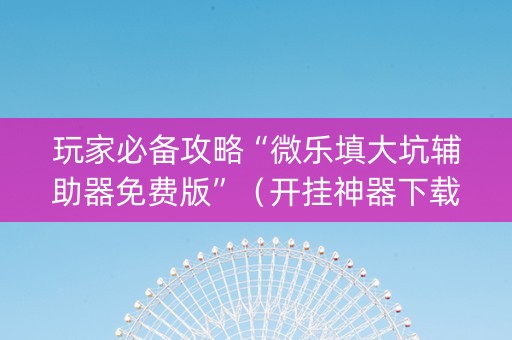 玩家必备攻略“微乐填大坑辅助器免费版”（开挂神器下载)