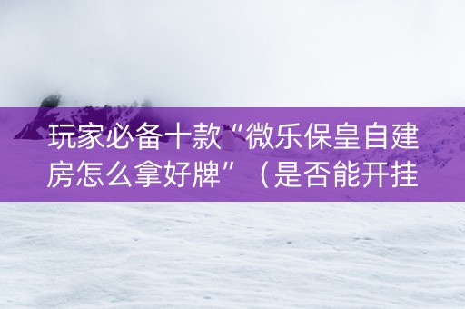 玩家必备十款“微乐保皇自建房怎么拿好牌”（是否能开挂)