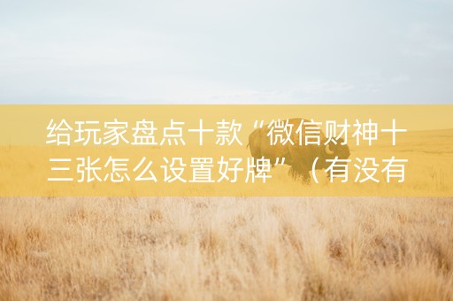 给玩家盘点十款“微信财神十三张怎么设置好牌”（有没有猫腻)