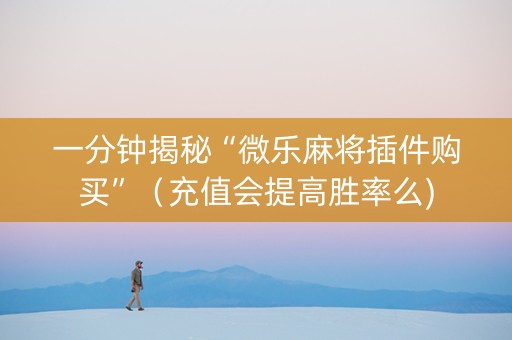 一分钟揭秘“微乐麻将插件购买”（充值会提高胜率么)
